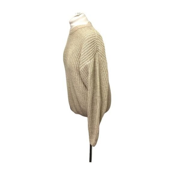 Basic Editions Men's Waffle Knit Crewneck Pullover Sweater Vintage Y2K Tan M - Picture 3 of 7